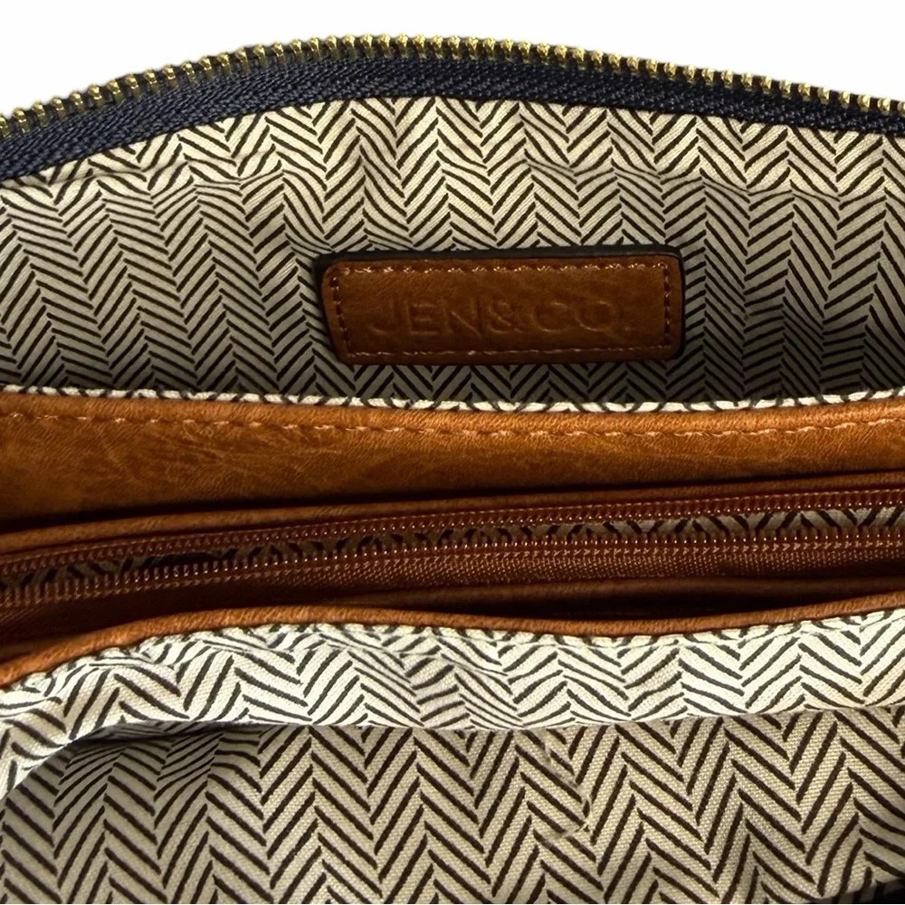Jen & Co Plaid Crossbody Wallet Clutch Brown‎ Vegan Leather Tartan